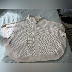 Talbots Cream Knit Poncho with Button Accents 2X